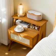 床头柜现代简约床尾收纳小型柜子实木轻奢感储物柜卧室置物架