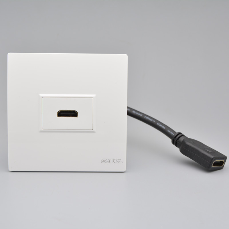 带线高清HDMI插座86型墙壁暗装多媒体面板直插4K带延长线hdmi面板