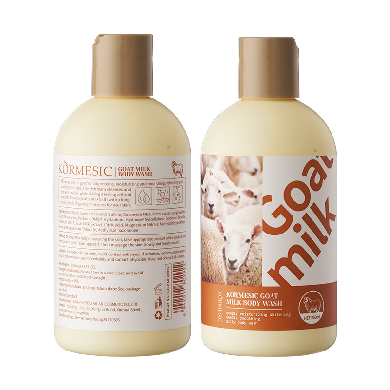 KORMESIC leche de cabra gel de ducha Inglés gran volumen fabricante de perfume al por mayor comercio exterior