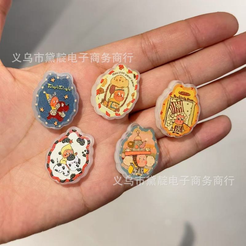 复古星星人椭圆串珠 板材珠diy发绳饰品配件手机链包挂钥匙扣材料|undefined
