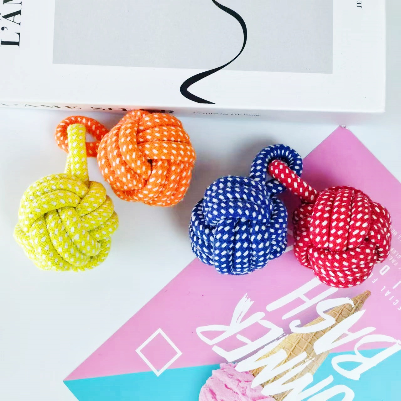 Juguetes para perros no muerden malos cuerda de algodón para mascotas para bolas resistentes a la mordedura perros pequeños y medianos para aliviar el aburrimiento de los productos de mascotas de auto-comidación