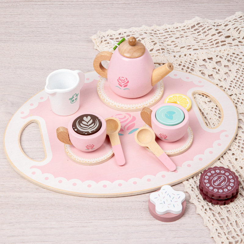 Jardín de infantes combinación de té de limón de imitación juegos de té de la tarde tienda de té juguetes de madera caseros