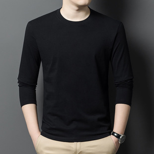 Brand Long-sleeved T-shirt Men's Crewneck Basic Base Shirt Spring and Autumn Pure Cotton Casual Classic Inner Wear Autumn Clothes