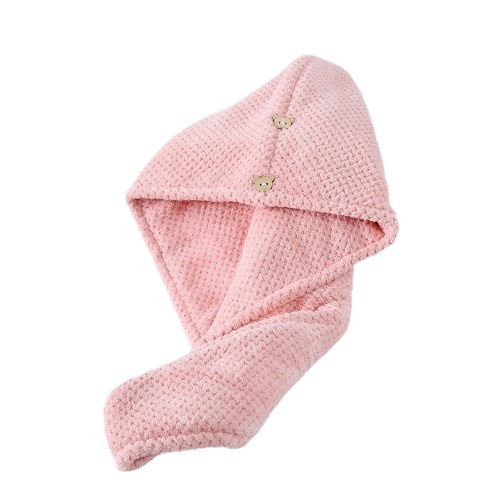 High-end Japanese pure color high-density coral velvet hair wash bag hair dry cap women hair hood hair dryer for women with dry speed, thick double pineapple pattern hair dryer hood