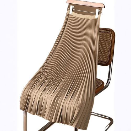 Solid Color Satin Pleated Dress with Large Size Loose Fit, Versatile Skirt in Green, White, Silver, Black, and Champagne, Southeast Asian Style