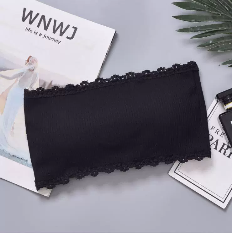 Бюстгальтер топ без бретелей, shapewear с push-up и чашками, кружевная окантовка, один размер (80–130 кг)