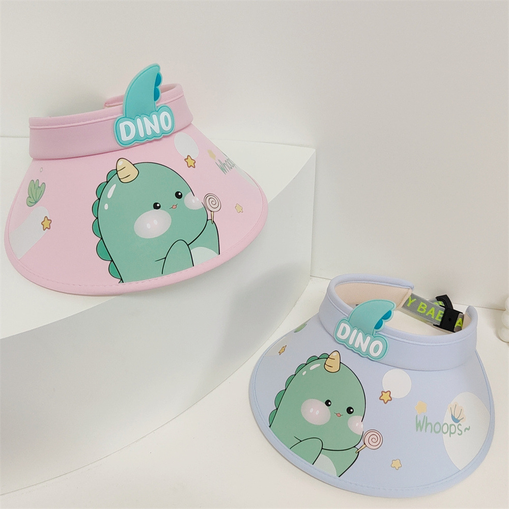 Niños de verano dibujos animados dinosaurio sombrilla exterior protección solar grandes aleros lindo sombrero de techo vacío protección UV sombrero de sol