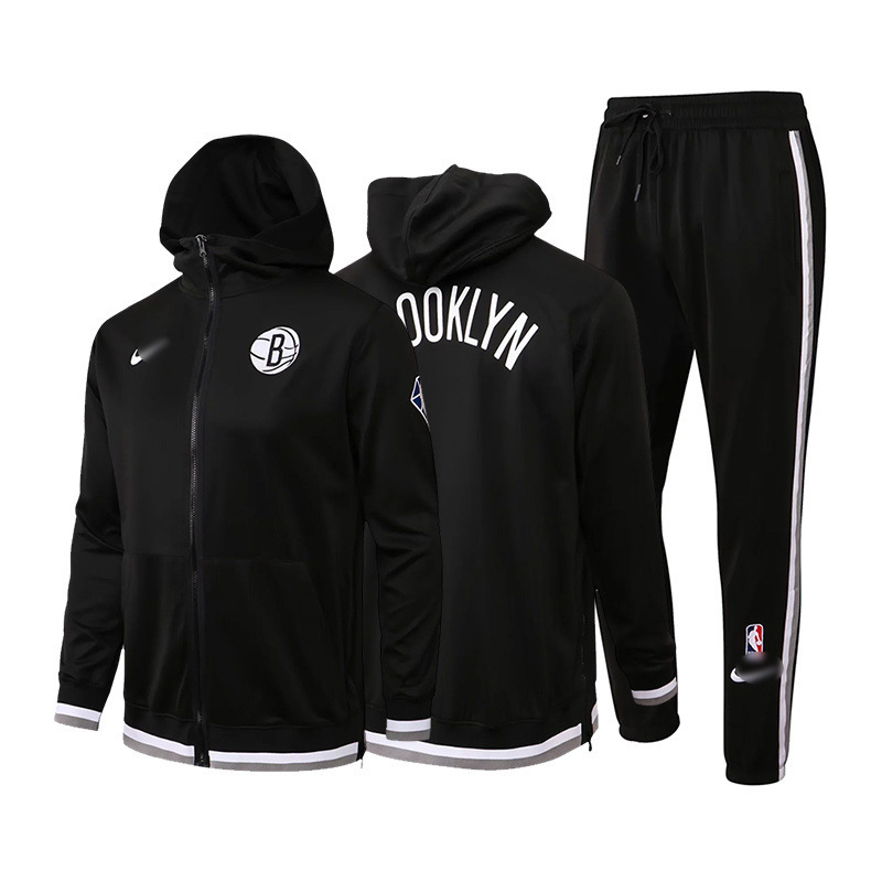 Autumn and winter basketball team uniform set: breathable, quick-drying hooded jacket and drawstring long pants, men's basketball training outfit Autumn and winter basketball team uniform set: breathable, quick-drying hooded jacket and drawstring long pants, men's basketball training outfit