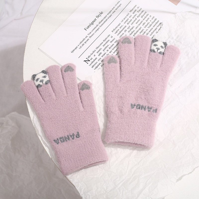 冬のぬいぐるみ手袋防寒ニット手袋卸売り秋冬女子かわいいタッチパネル学生自転車保温手袋|undefined