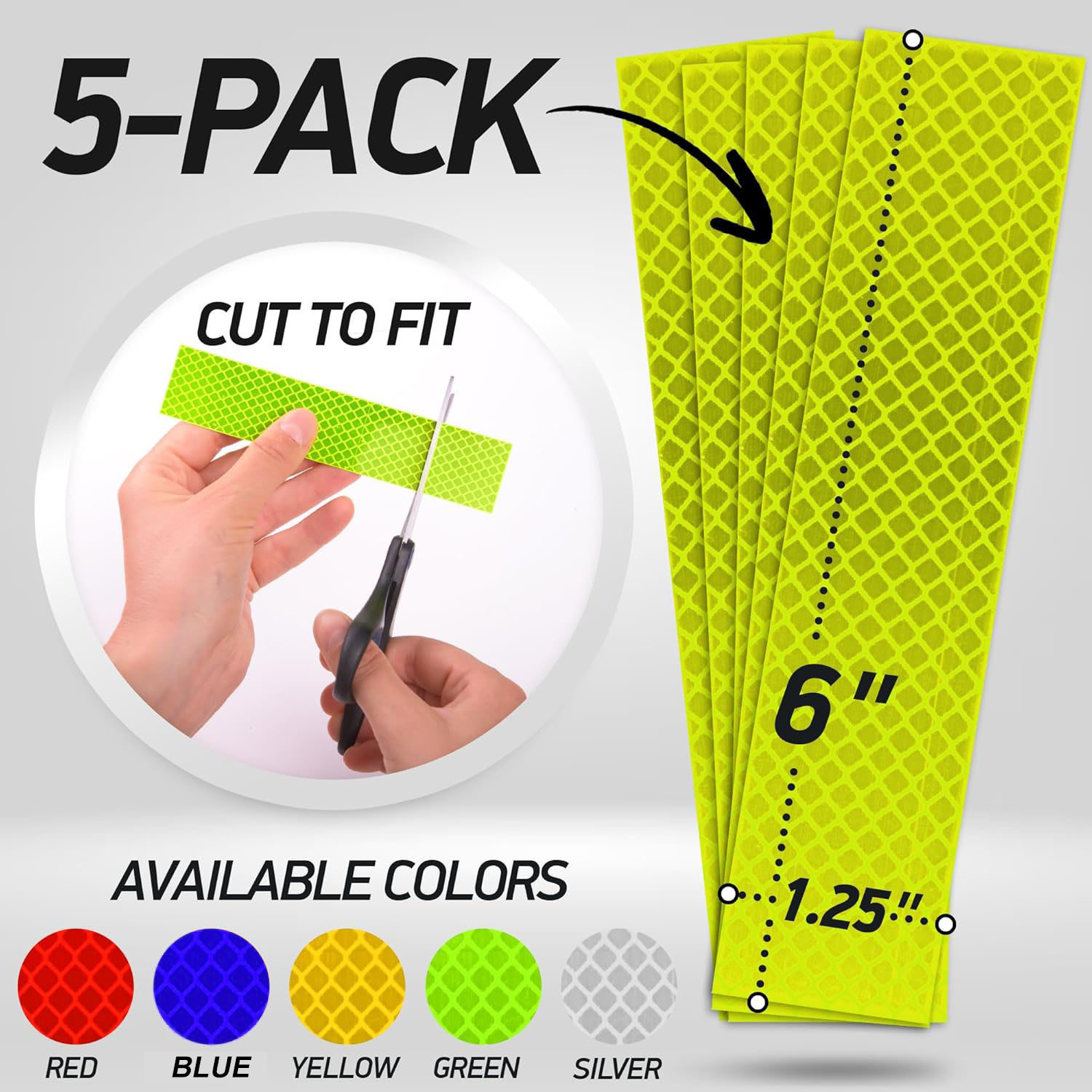 Adesivi riflettenti ad alta visibilità Diamond per casco e auto, adesivi di avvertimento multiuso, 5 pezzi_voghion.com