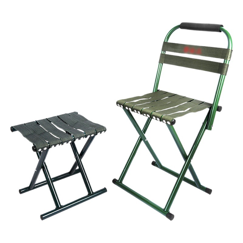 Outdoor Student Training Iron Mazar with Backrest Camping Fishing Sketching Leisure Chair Barbecue Stall Foldableing Mazar
