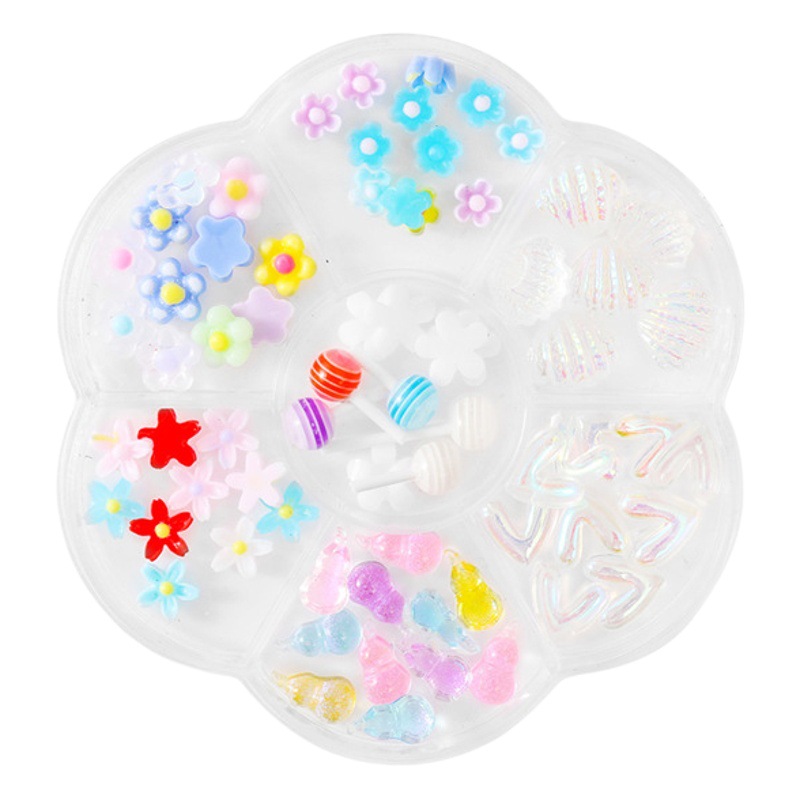 Venta al por mayor joyería de uñas arco Aurora oso mariposa rhinestone perla mixta conjunto caja decoración de uñas accesorios de diamantes