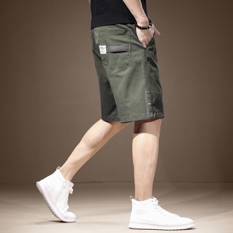 American Style Design Sense Tooling Shorts Men's Summer Thin Wide Leg Loose Straight Mid-length Pants Men's Casual Pants