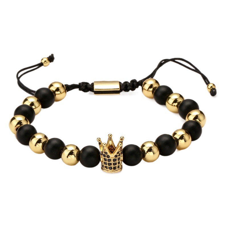 Amazon Venta caliente de piedra natural ágata pulsera tejida a mano de piedra natural pareja pulsera de cuentas