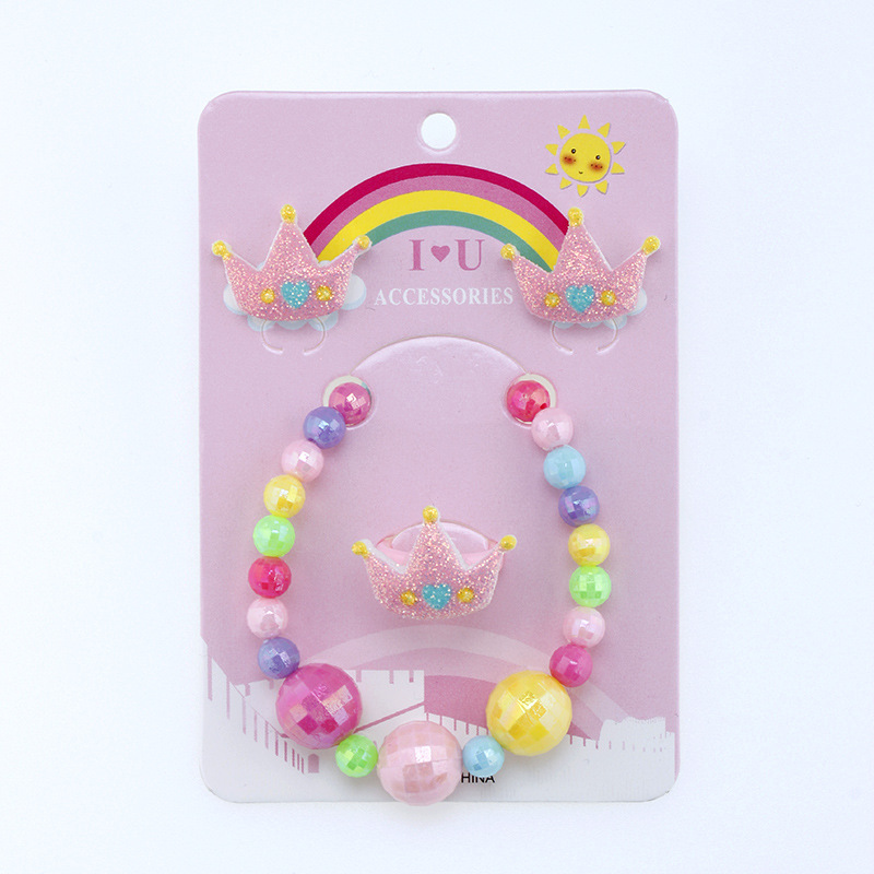 1 Juego Estilo Simple Corona Resina Con Cuentas Niños Unisex Anillos Pulsera display picture 6