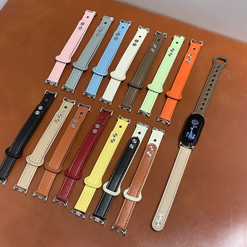 Double Stud Leather Strap for Xiaomi 89Pro Bracelet Fit3 Huawei GT5 Watch Apple iwatch10se