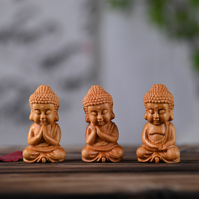 Yabai Western Sansheng Wen Play Handheld Pieces Big Day Tathagata Creative Home Ornaments Scenic Spot Hot Selling Wooden Crafts