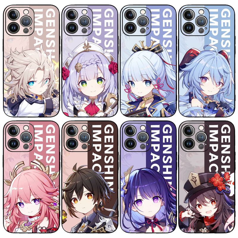 Apple 16 Suitable for Anime 15Promax Genshin Impact Q Version 17Pro Mobile Phone Case X Generation Tpu Straight Edge Iphone11 Apple 16 Suitable for Anime 15Promax Genshin Impact Q Version 17Pro Mobile Phone Case X Generation Tpu Straight Edge Iphone11