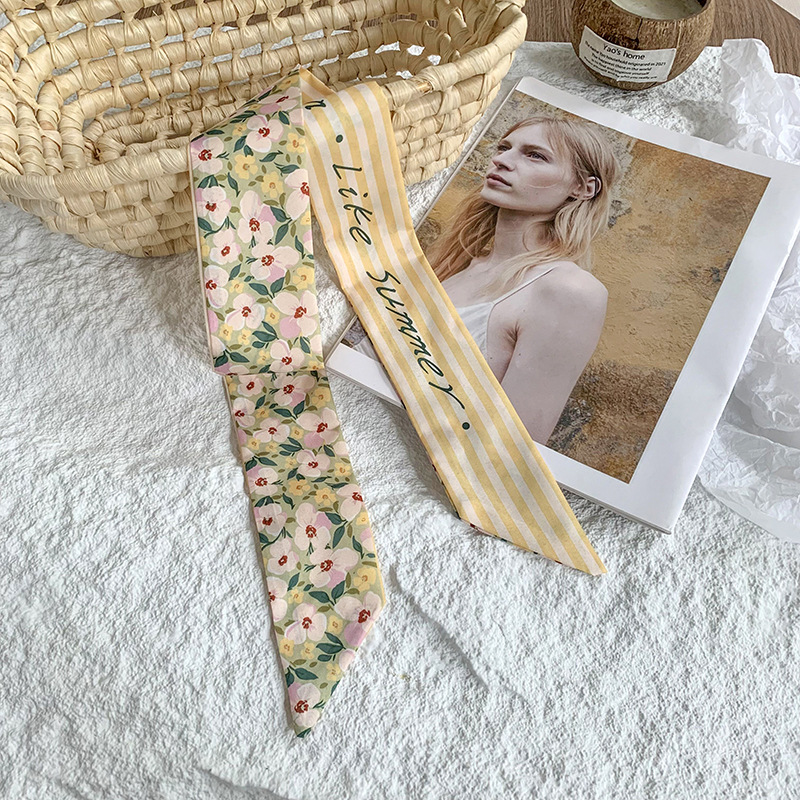 Nuevo estilo floral atado con serpentina primavera estilo fino camisa coreana bufanda de cinta decorativa temperamento de todo fósforo
