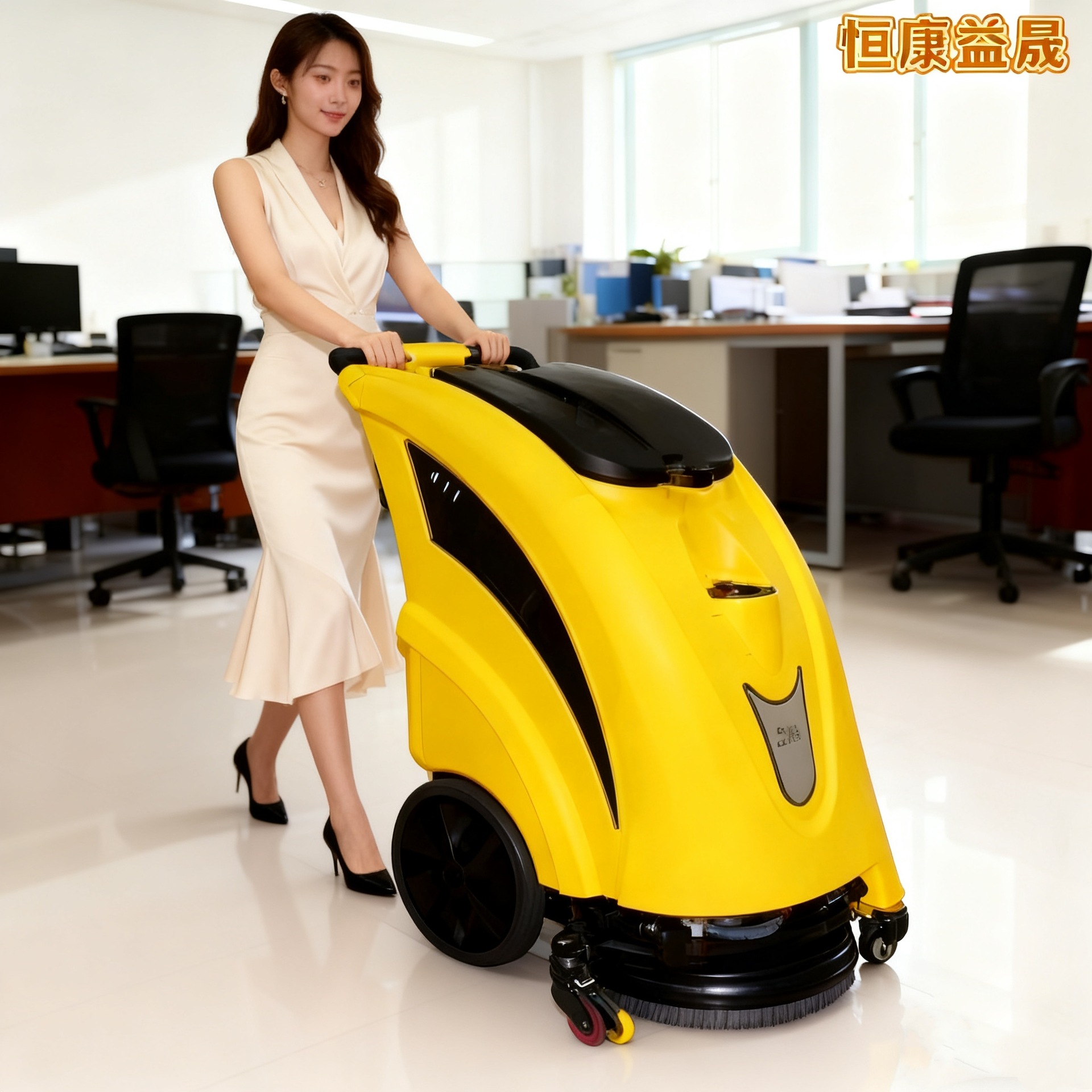 全自动升级新品手推式狭窄过道工厂电瓶式多功能立式吸水洗地机