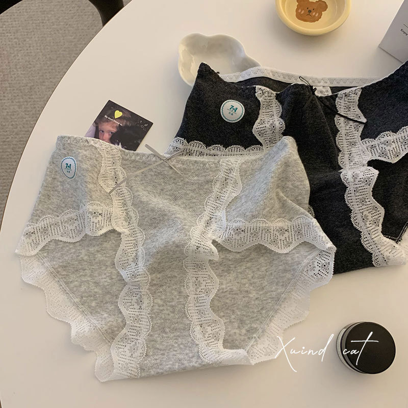 7A Japanese underwear for women pure cotton crotch A baby cotton mid-waist without marks lace edge sexy girls briefs