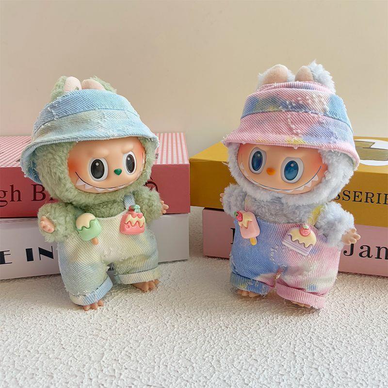 仅衣服】拉布布衣服二代labubu17cm搪胶一代娃衣背带裤渔夫帽套装|undefined