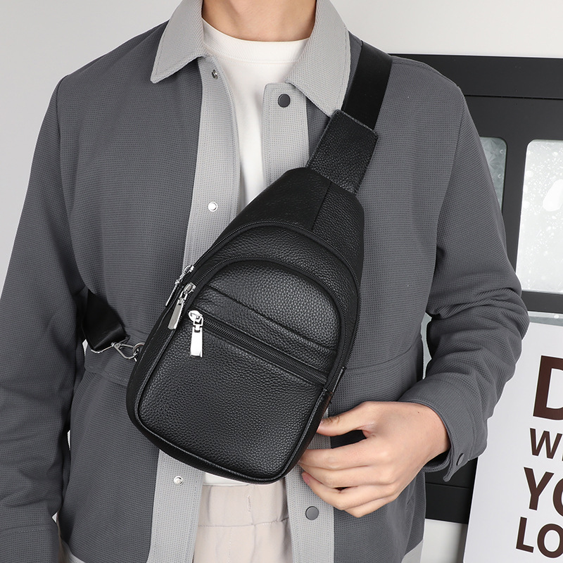 Echtes Leder Herren Brusttasche Umhängetasche Für Outdoor Alltag_voghion.com