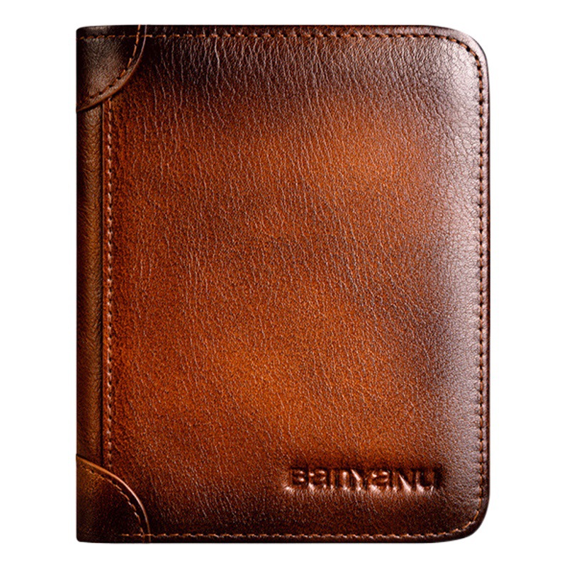 Factory direct wallet men's leather anti-theft brush ultra-thin multi-card short wallet RFID cross-border foreign trade Wholesale