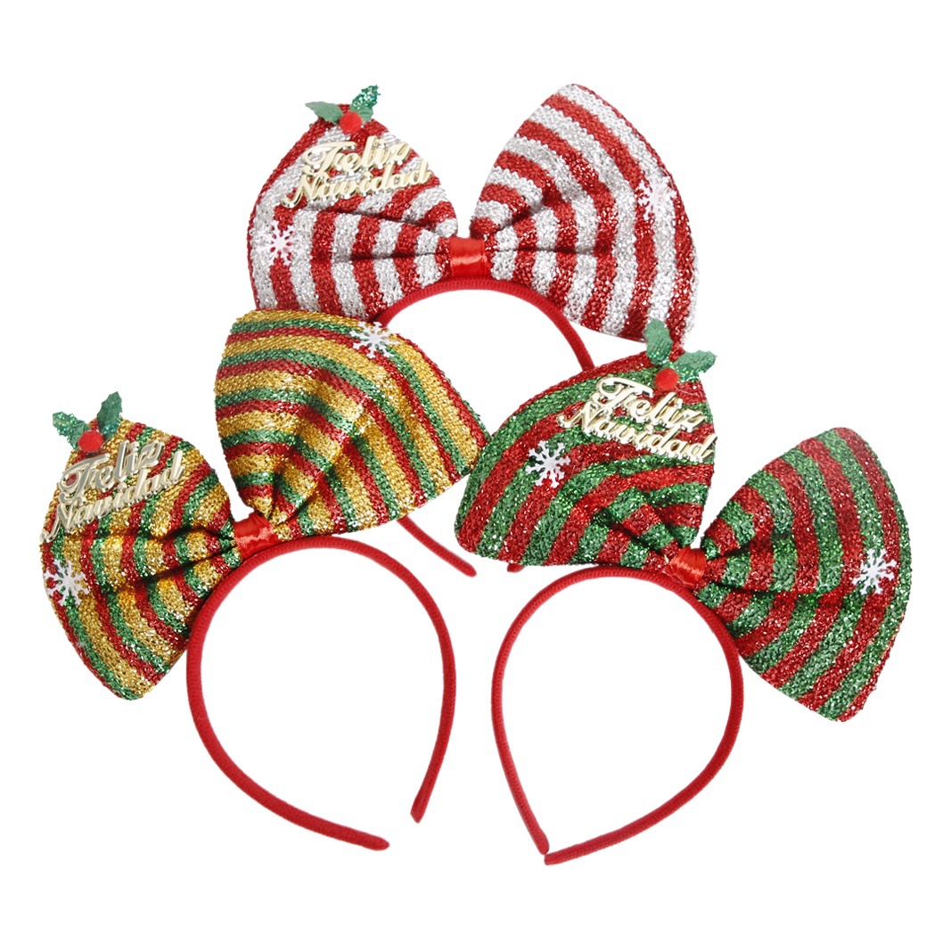 Transfronteriza nueva Navidad arco diadema niños adultos fiesta decoración suministros Navidad diadema accesorios para el cabello