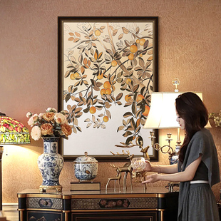 Handmade Oil Painting "Safe Fruit" French Middle Style Entrance Decorative Painting Living Room Dining Room Advanced Sense Niche Hanging Painting