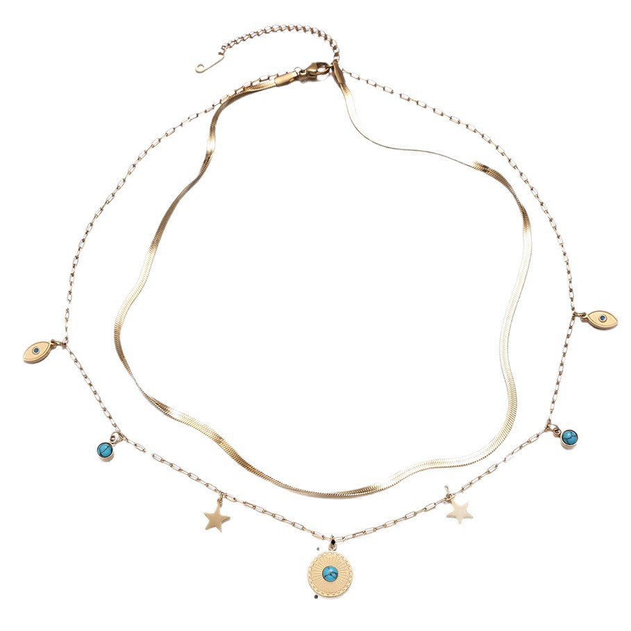 Collar de acero inoxidable para mujeres no se desvanece con joyería de piedra natural conjunto de ventas transfronterizas calientes