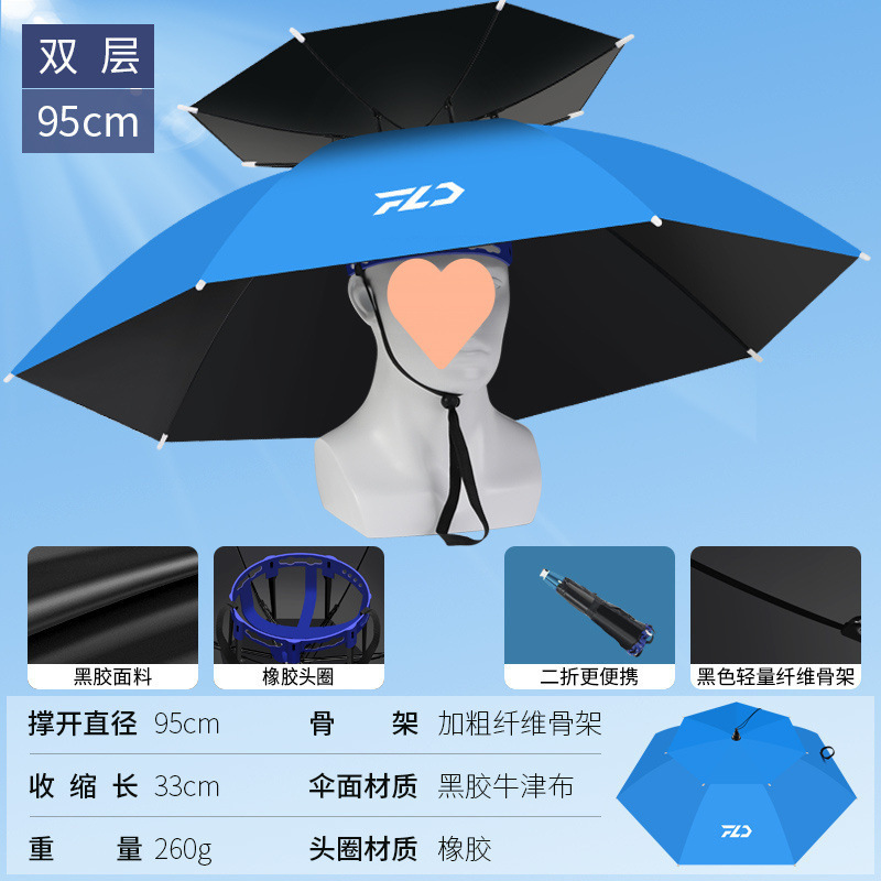 伞帽头戴雨伞帽子钓鱼头戴太阳伞户外采茶环卫防晒斗笠伞折叠大号|undefined