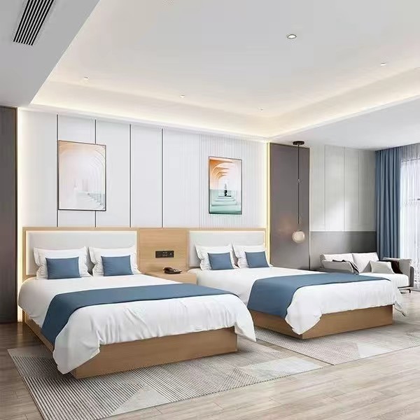 新款酒店家具标间全套可订 宾馆床简约现代客房公寓家具标间民宿-阿里巴巴