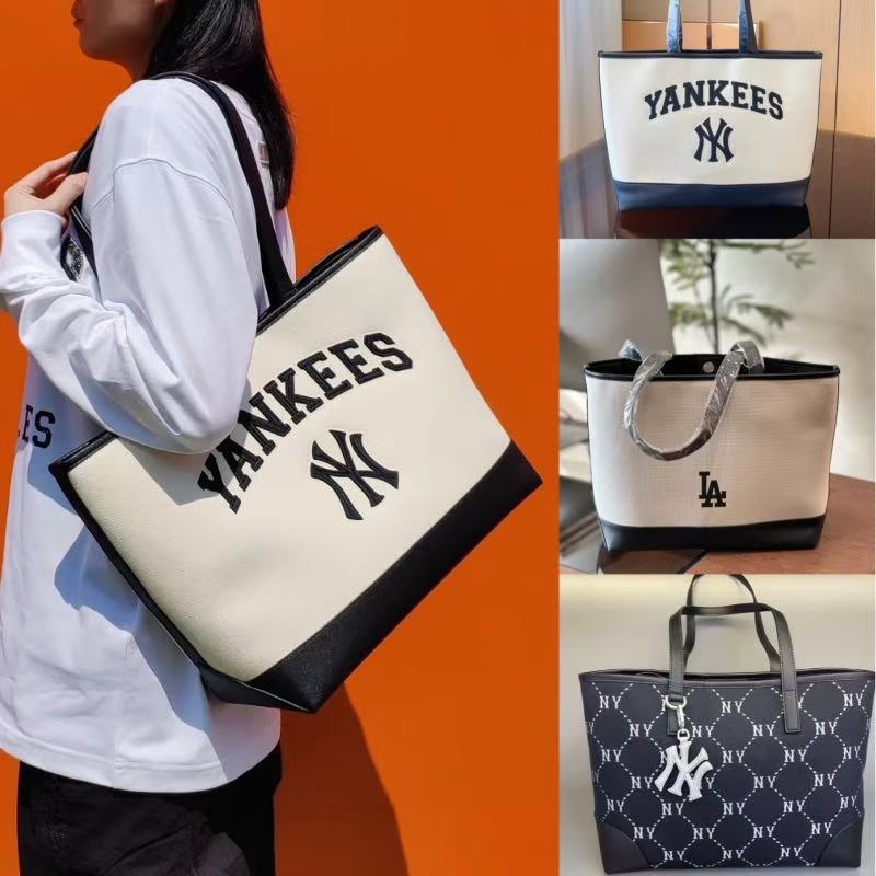 New Korean Mlb Tote Bag Ny Embroider Fashion One-Shoulder Crossbody Handbag Preppy Work Work Clothing Popular Style
