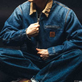 跨境高品质货源car卡哈石墨水洗做旧J97牛仔夹克底特律外套男女