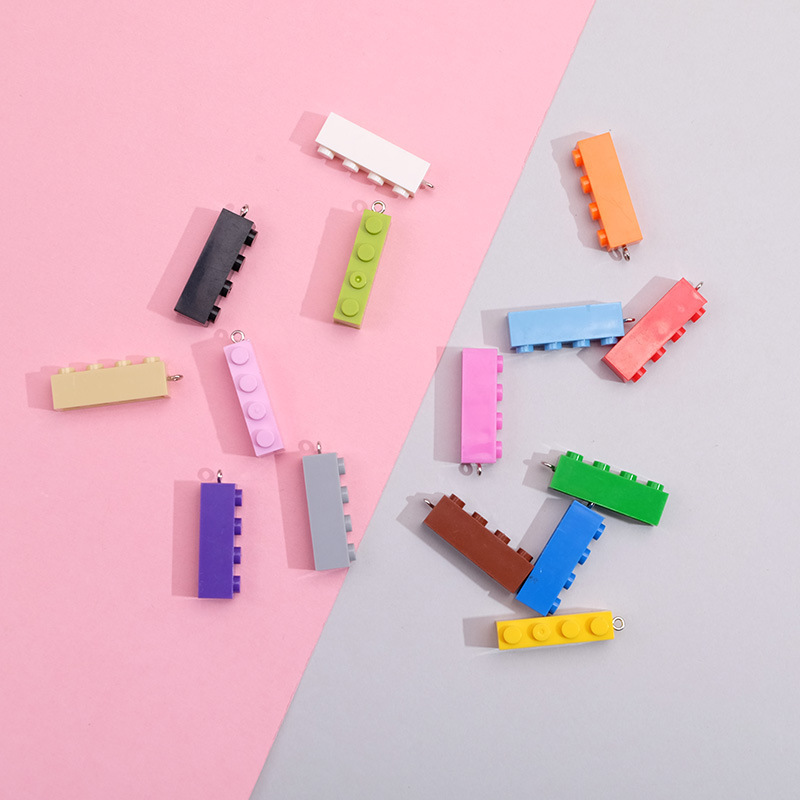 Creative Colorful 1*4 Dotted Long Acrylic Building Blocks Handmade DIY Pendant Keychain Bag Earrings Pendant Accessories