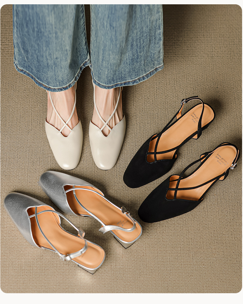 Sandal cao gót nữ mũi kín quai chéo buộc dây phong cách Hàn Quốc — đen chi tiết 6
