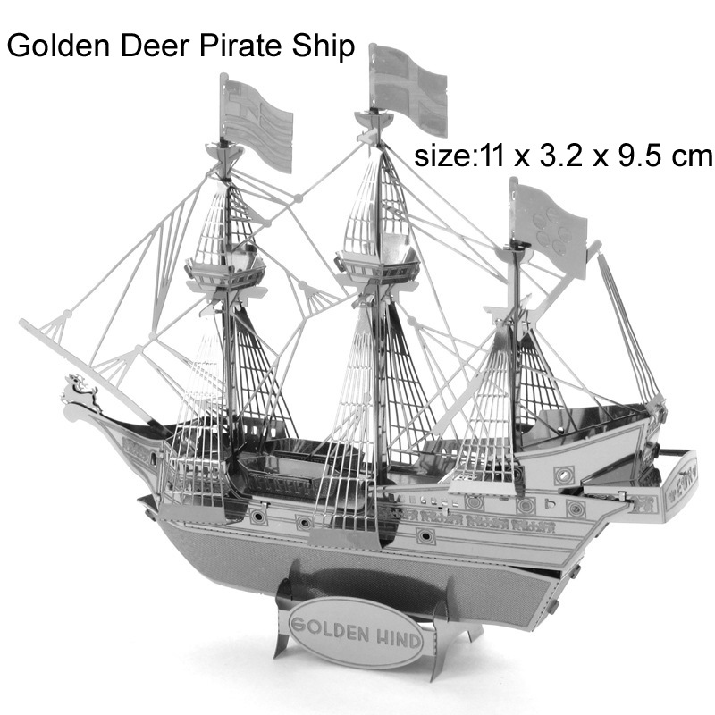 Aipin metal modelo de montaje de bricolaje tridimensional rompecabezas destructor del barco Titanic puede flor Golden Deer nave