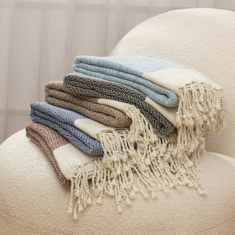 Spring and Autumn Cotton Turkish Blanket Office Nap Blanket Shawl Sofa Blanket Comfortable Thickened Multi-Functional Blanket Pure Cotton
