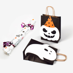 ハロウィーンdiyクリエイティブ幽霊カード手提げ袋スポット白黒ハロウィーンキャンディー手提げ袋10個/バッグ