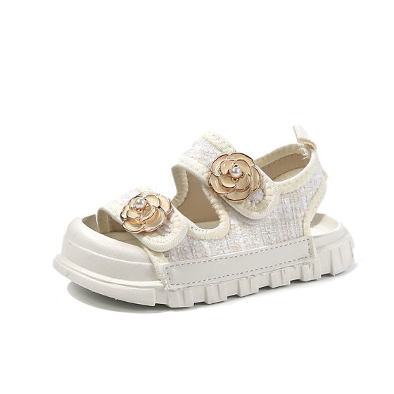 Girls Chanel Style Sandals 2025 Summer New Fashion Velcro Soft Bottom Undercover Sports Children's Beach Shoes