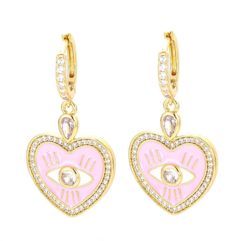 Wholesale Jewelry Heart Bordered Eyes Copper Earrings Nihaojewelry display picture 6