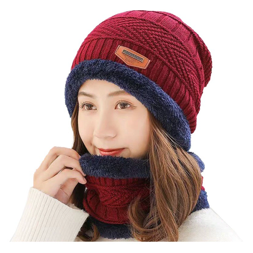 Зимняя шапка костюм на флисовой подкладке Теплый Открытый Рыбалка воротник шарф вязаная шапка