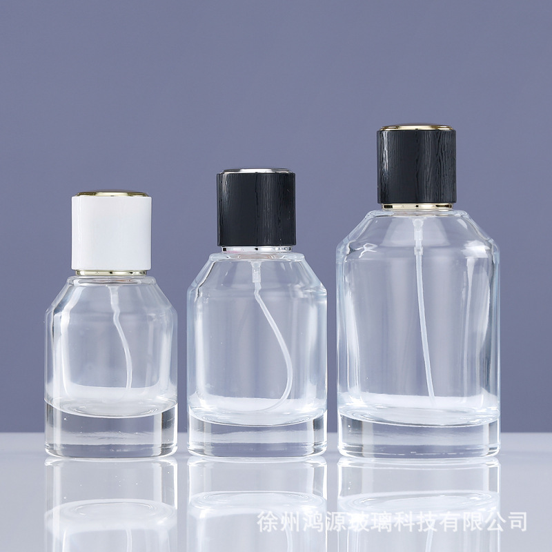 ガラス香水瓶 50ml バヨネット詰め替えボトル 透明プッシュ式ファインミストスプレー空ボトル 香水ボトル 裸ボトル|undefined