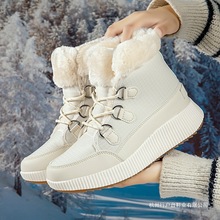 跨境大码雪地靴女新款冬季加绒加厚女靴轻便户外防寒保暖女士棉鞋