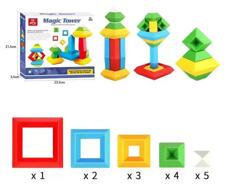 Stacking pyramid blocks [15 pieces] - english color box