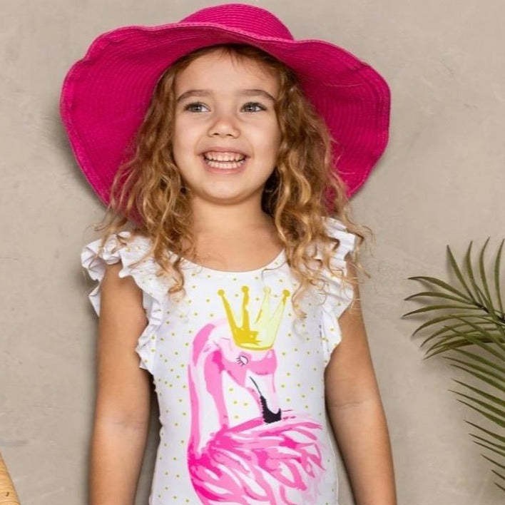 2023 verano nuevo traje de baño de las niñas coreano flamenco triángulo traje de baño de una pieza vacaciones de los niños traje de baño de aguas termales