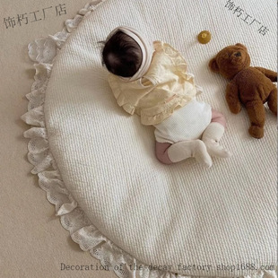 Korean Style Baby Crawling Mat Thickeneded Pure Cotton Quilted Latex Round Mat Kidsren's Crawling Mat Game Mat Free Shipping