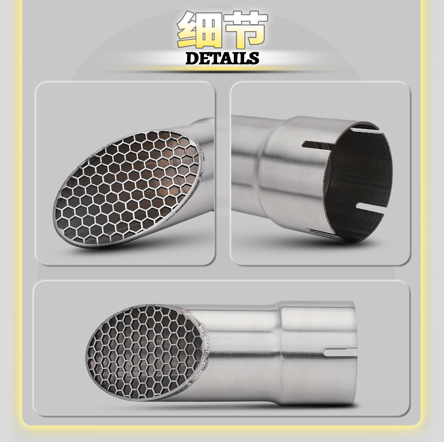 Yamaha R1 15-25 Motorcycle Modified Exhaust Pipe with Hidden Small Mesh Tip, Stainless Steel Tail Section, Non-Destructive Installation