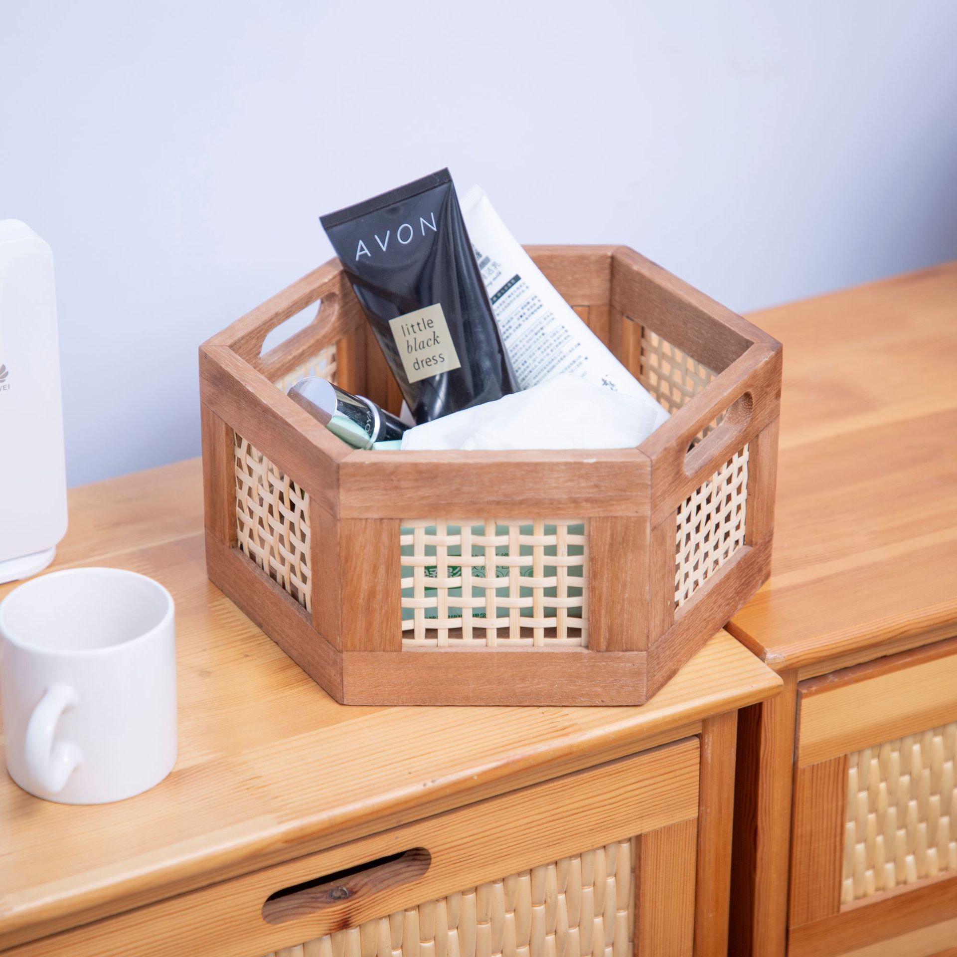 Cesta de almacenamiento de libros retro transfronteriza Cesta de almacenamiento de caja de madera de bambú de escritorio Cesta de almacenamiento Snacks Caja de almacenamiento de acabado de cosméticos